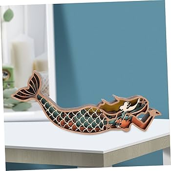 Amazon.co.jp: Abaodam 人魚 木製 置物 立体 彫刻 木 人魚